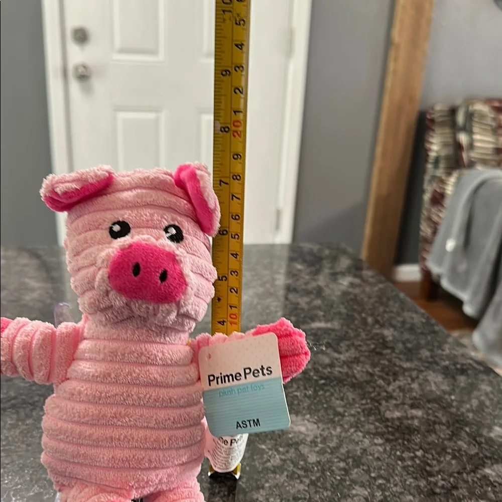 Prime Pets Dog Toy Adorable Pink Pig Plush Squeaky Toy 7